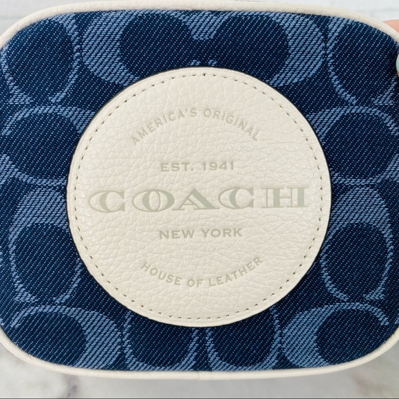 Coach Mini Dempsey Denim Camera Bag In Signature Jacquard With Coach Patch - Picture 3 of 11